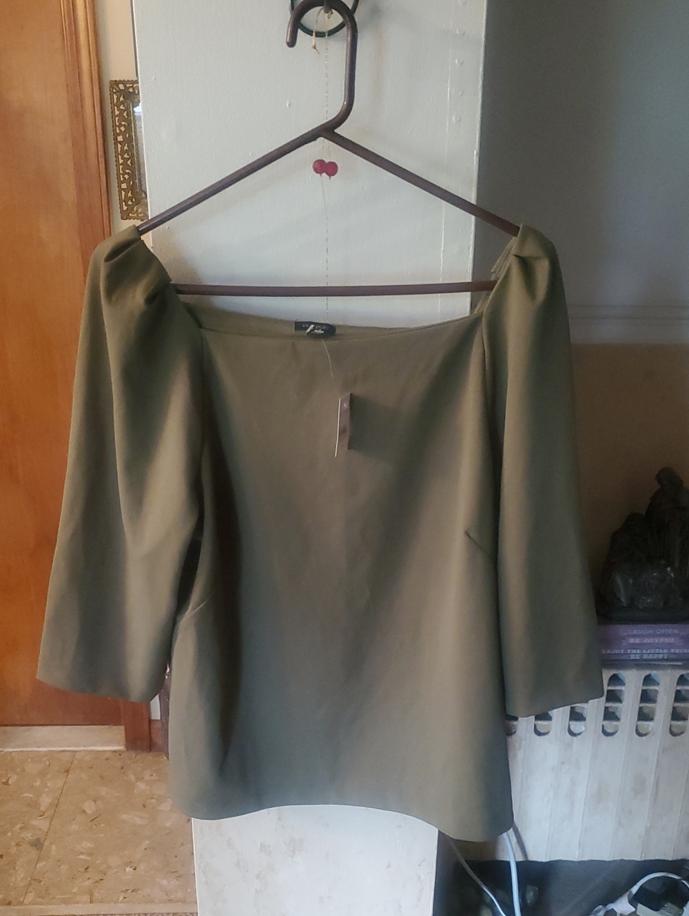 Ann Taylor Olive Green Off-Shoulder Blouse size XL brand new with tags